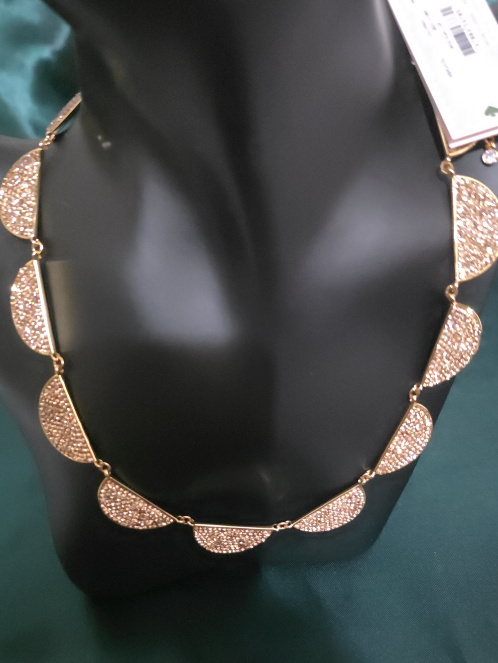 kate spade Gold-Tone Crystal Crescent Link Necklace